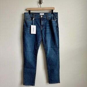 Frame Le Garçon Jeans Womens‎ 28 Blue Stretch Denim Mid Rise Skinny Fit New